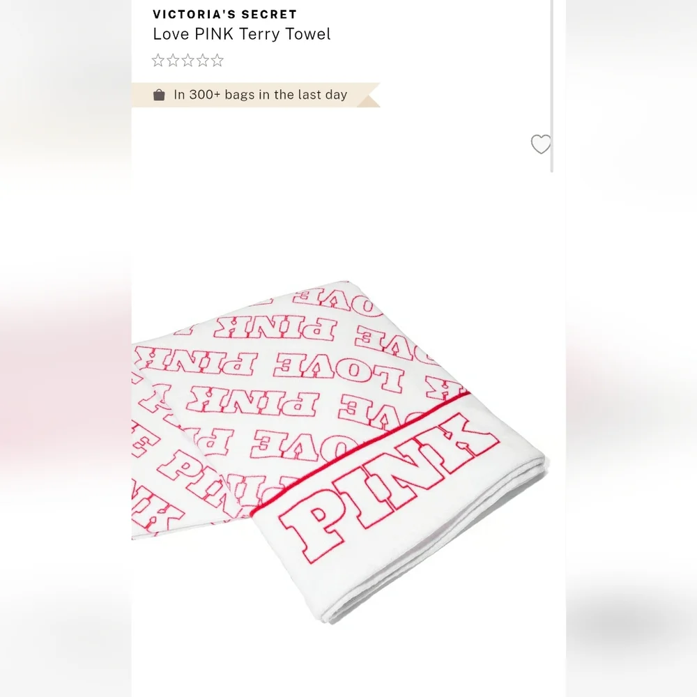 Victoria's Secret White & Red PINK Logo Terry Beach Towel